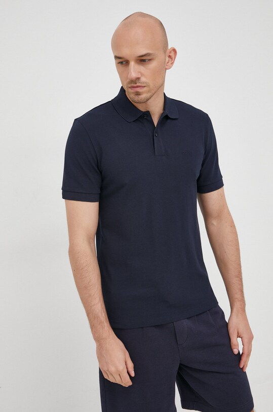 Bavlněné polo tričko BOSS hladký námořnická modř 50468362