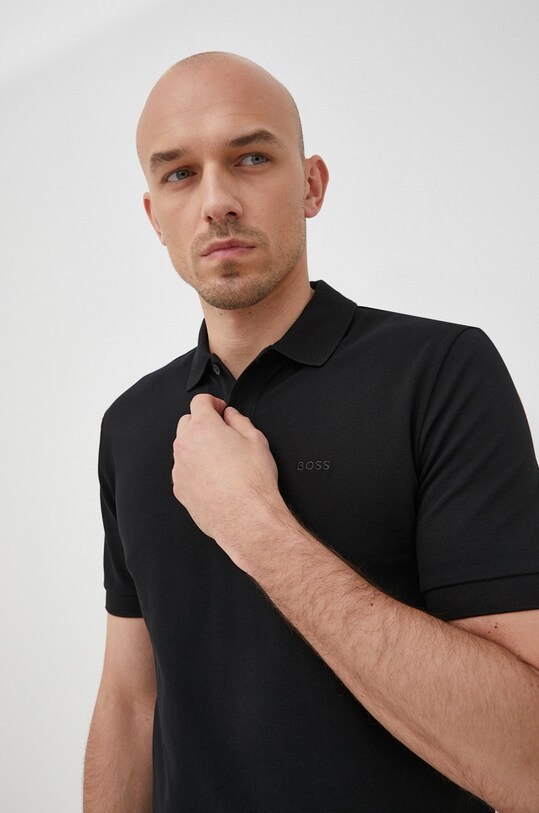 Bavlněné polo tričko BOSS černá 50468362
