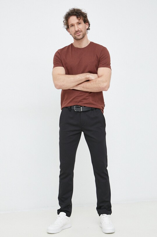 BOSS t-shirt bawełniany bawełna brązowy 50468395