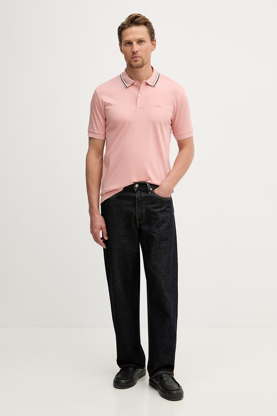 BOSS polo za muškarce od pamuka Penrose 38 50469360 roza SS26