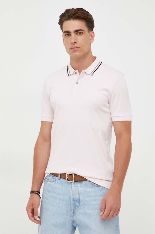 BOSS polo bawełniane Penrose 38 bawełna różowy 50469360