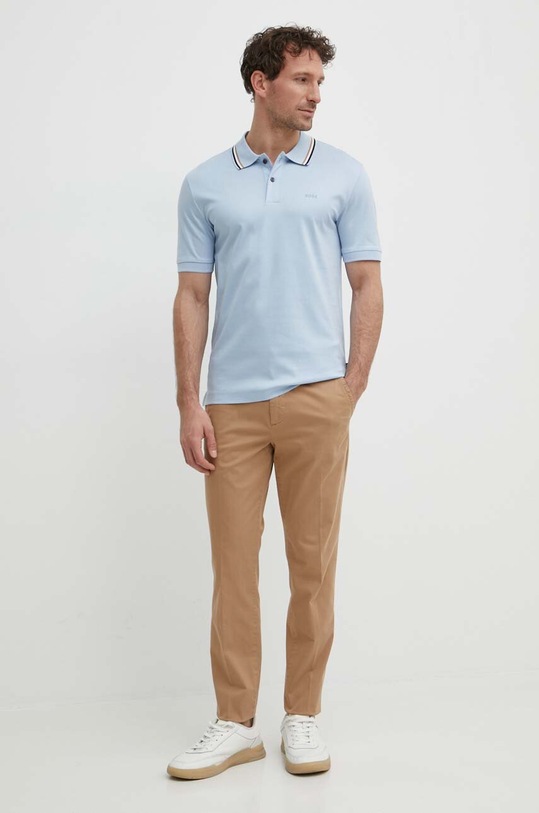 BOSS polo de bumbac 50469360 albastru AA00
