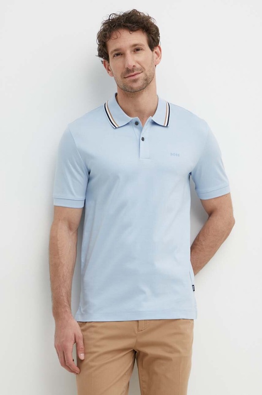 BOSS polo de bumbac albastru 50469360