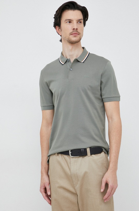 BOSS polo de bumbac slim verde 50469360