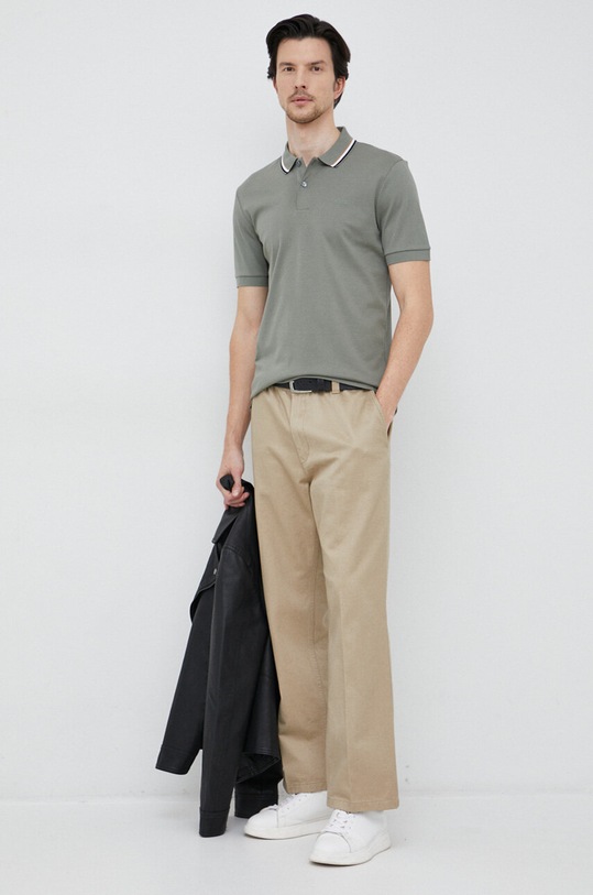 BOSS polo bawełniane 50469360 zielony NC25