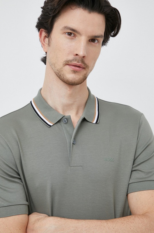BOSS polo bawełniane zielony 50469360