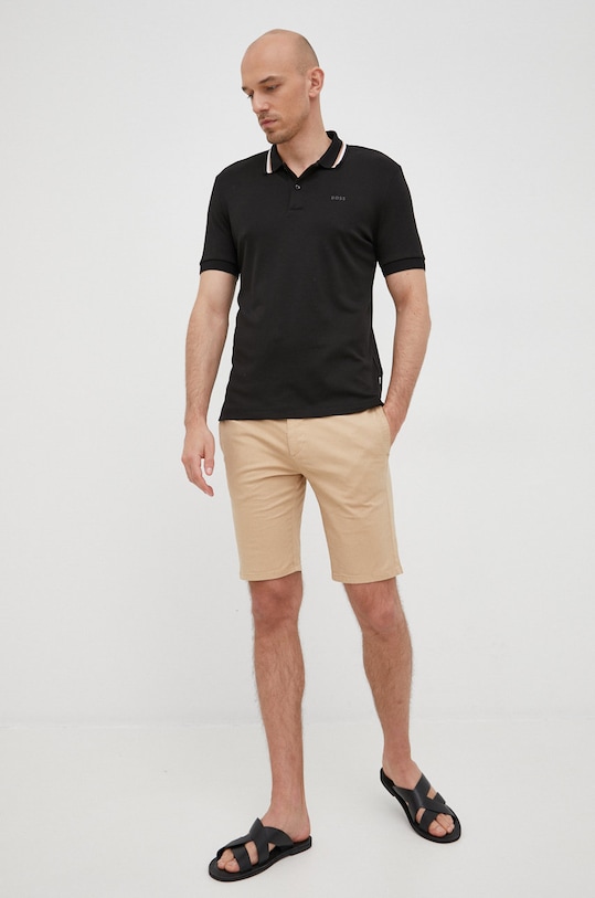 BOSS polo de bumbac slim negru 50469360