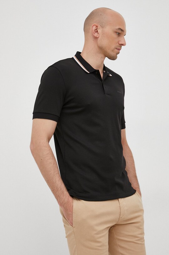 BOSS polo de bumbac 50469360 negru AA00