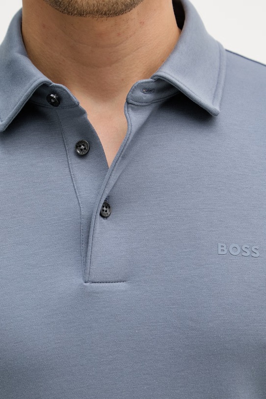 BOSS тениска с яка мъжка от памук 50471335 син