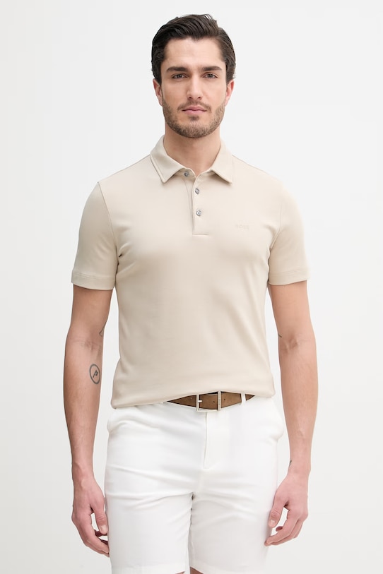 Bavlnené polo tričko BOSS béžová 50471335