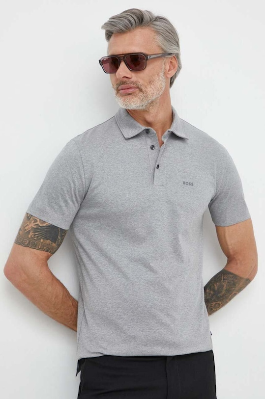 BOSS póló férfi pamut 50471335 szürke AA00