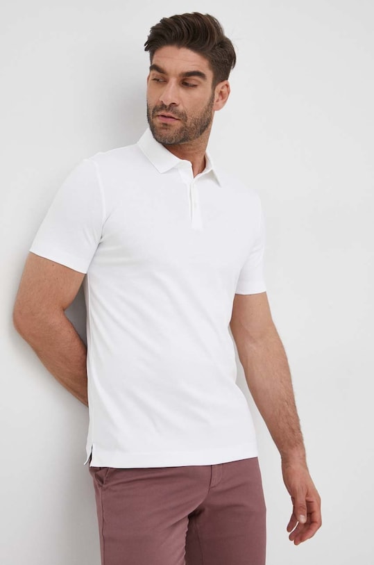 BOSS polo de bumbac uni alb 50471335