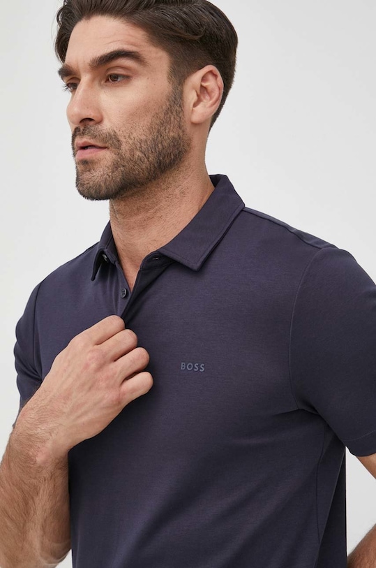 Бавовняне поло BOSS темно-синій 50471335