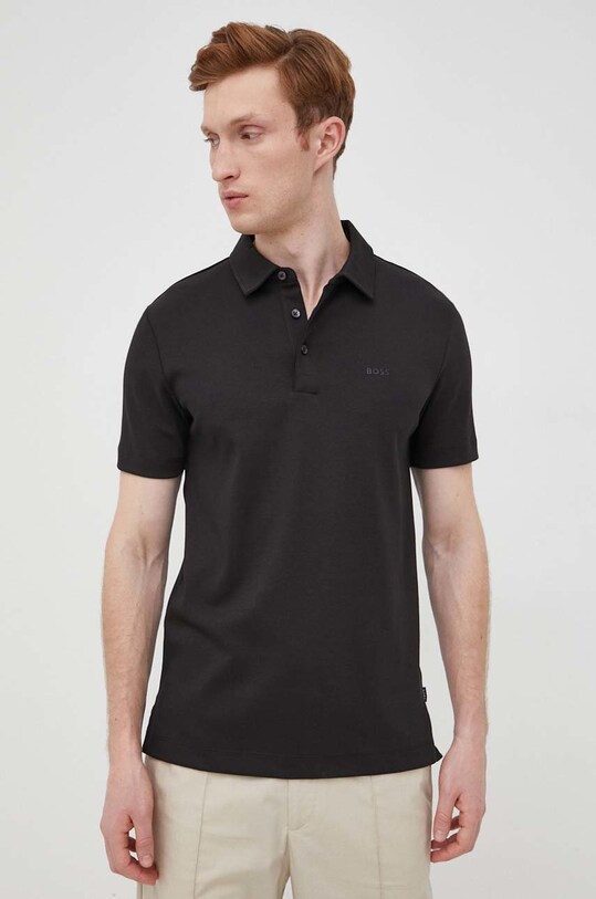 BOSS polo de bumbac negru 50471335