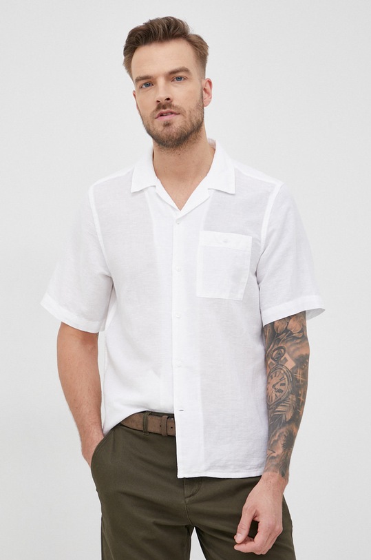 Calvin Klein koszula lniana regular biały K10K109521.PPYY