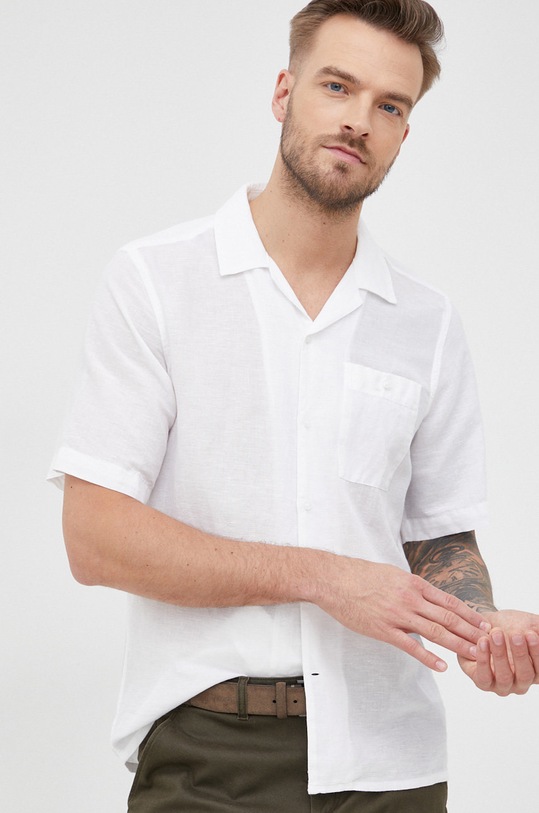 Calvin Klein koszula lniana K10K109521.PPYY biały