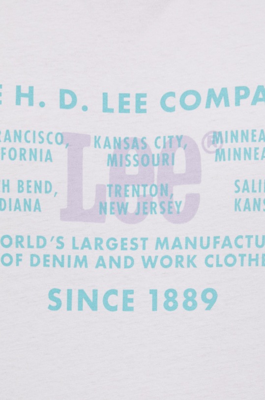 Bombažen t-shirt Lee L68JFELJ bela