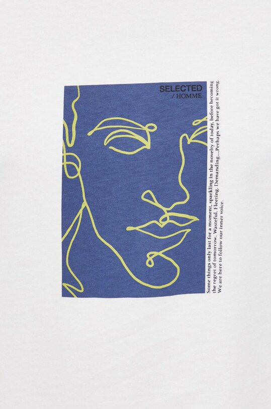 Хлопковая футболка Selected Homme 16084688.CloudDance бежевый