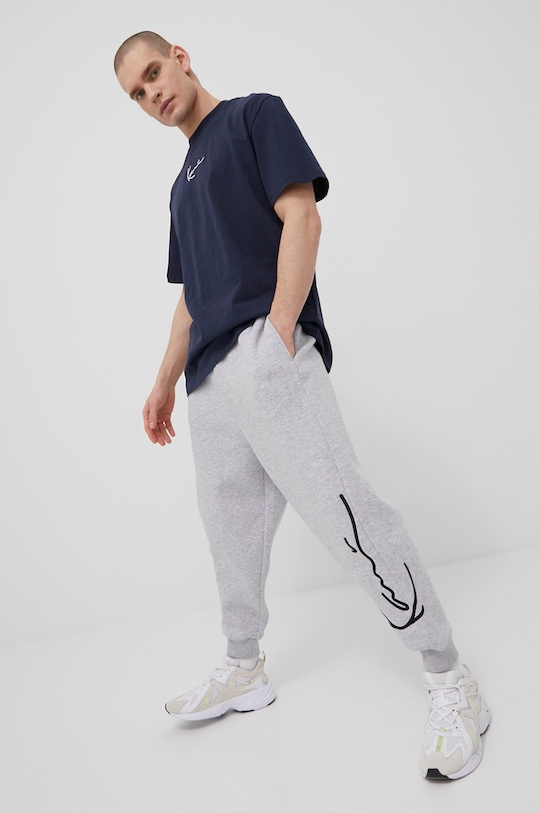 Karl Kani t-shirt bawełniany KKMQ22001NVY granatowy SS23