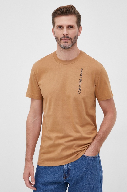 Odzież Calvin Klein Jeans t-shirt bawełniany J30J320187.PPYY J30J320187.PPYY brązowy