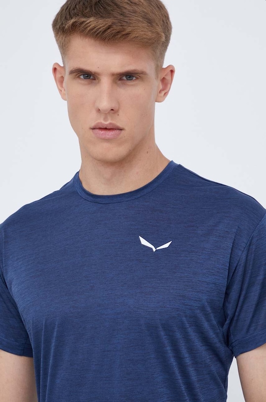 Sportovní triko Salewa Puez Melange Dry hladký námořnická modř 00.0000026537