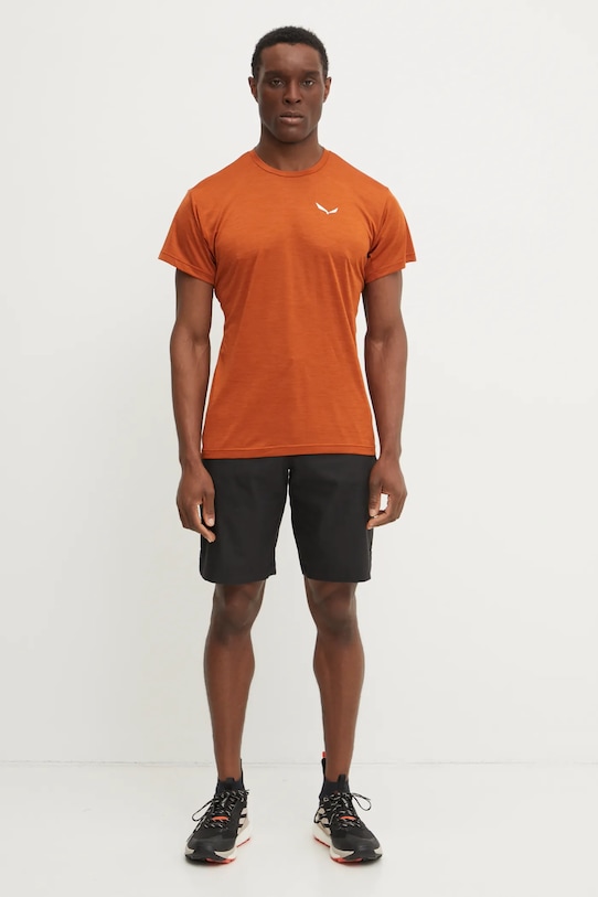 Salewa t-shirt sportowy Puez Melange regular brązowy 00.0000026537