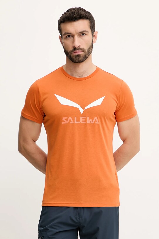 Salewa t-shirt sportowy Solidlogo regular pomarańczowy 00.0000027018