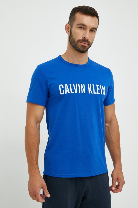 Calvin Klein Underwear t-shirt piżamowy bawełniany nadruk niebieski 000NM1959E.PPYY