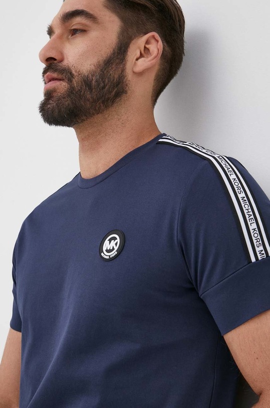 Βαμβακερό μπλουζάκι Michael Kors κανονικό σκούρο μπλε CS250Q91V2