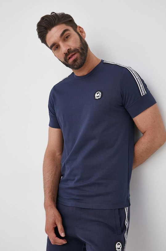 Βαμβακερό μπλουζάκι Michael Kors σκούρο μπλε CS250Q91V2