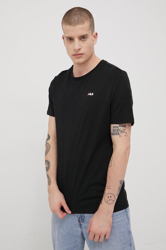 Βαμβακερό μπλουζάκι Fila Brod (2-pack) FAM0083 μαύρο SS25