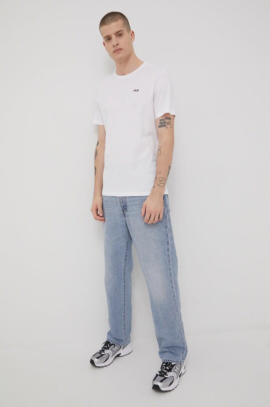 Ρούχα Βαμβακερό μπλουζάκι Fila Brod (2-pack) FAM0083 μαύρο