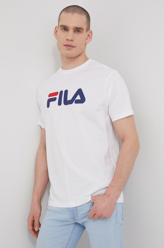 Fila t-shirt bawełniany Bellano nadruk biały FAU0067