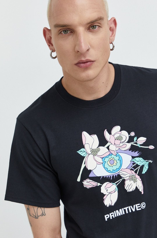 Primitive t-shirt bawełniany nadruk czarny papsp2234.blk