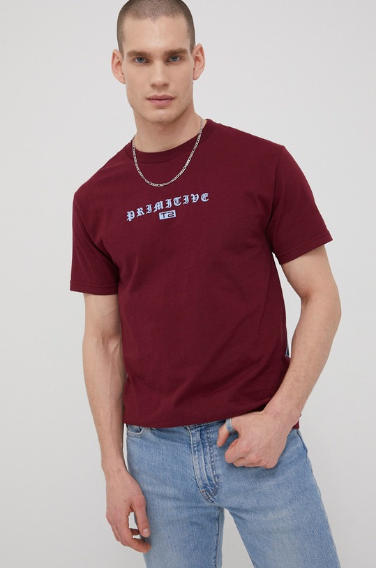 Primitive t-shirt bawełniany x Terminator nadruk bordowy papho2134.bur