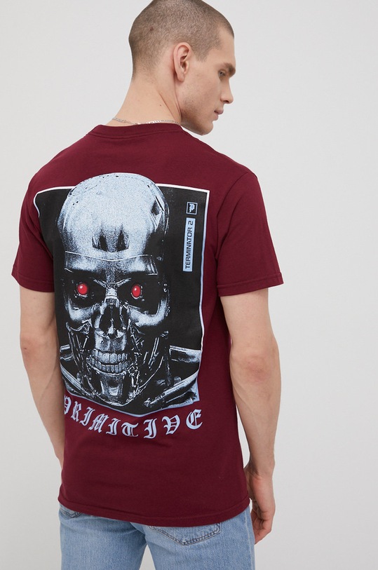 Odzież Primitive t-shirt bawełniany x Terminator papho2134.bur bordowy