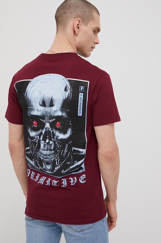 Odzież Primitive t-shirt bawełniany x Terminator papho2134.bur bordowy