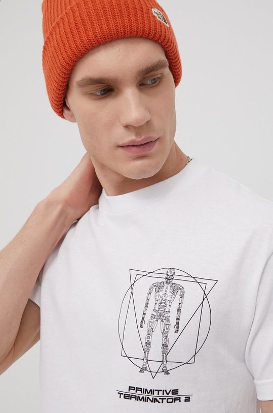 Bombažen t-shirt Primitive X Terminator bela papho2136.wht