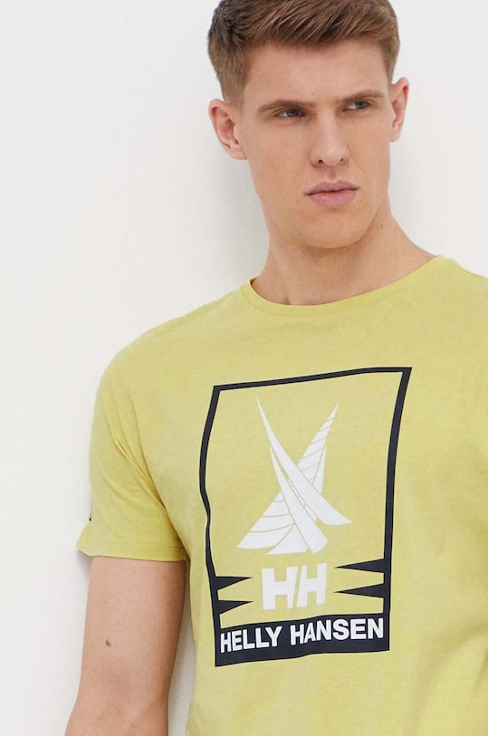 Helly Hansen tricou din bumbac galben 34222