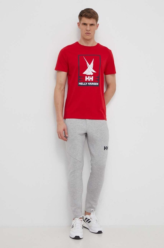 Helly Hansen t-shirt bawełniany 34222 czerwony SS24