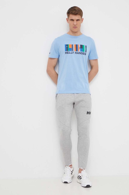 Βαμβακερό μπλουζάκι Helly Hansen 34222 μπλε SS24