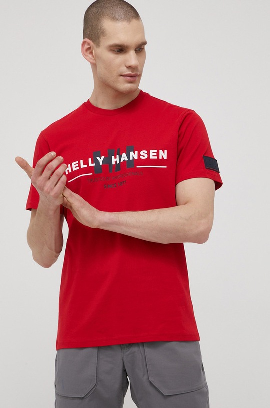 Helly Hansen t-shirt bawełniany 53763 czerwony SS23