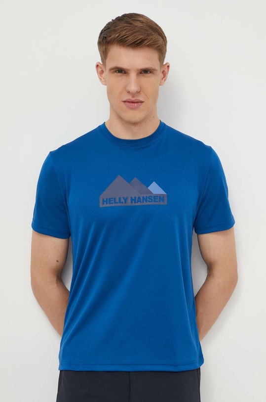 Αθλητικό μπλουζάκι Helly Hansen στάμπα μπλε 63088