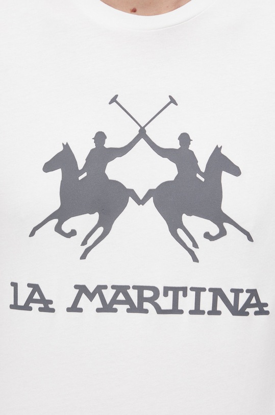 La Martina t-shirt bawełniany CCMR05 beżowy
