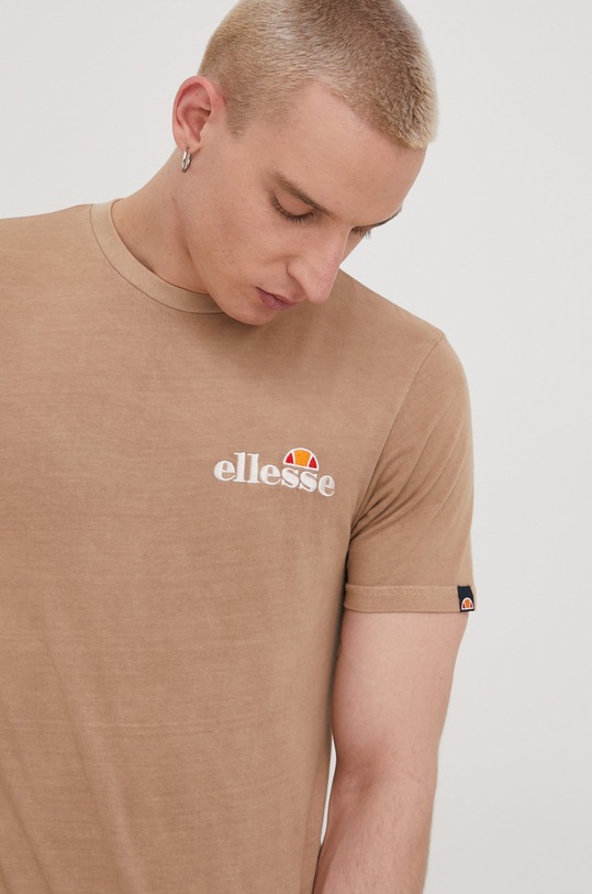 Ellesse t-shirt bawełniany brązowy SHM13143