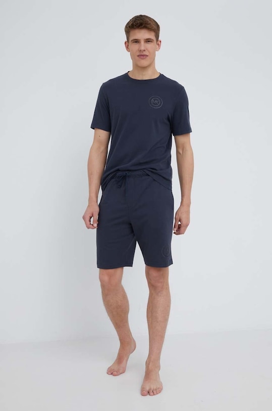 Bavlněné tričko Michael Kors 6S26C11011 námořnická modř SS22