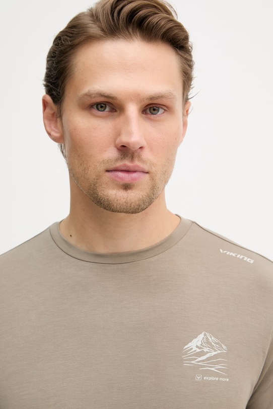 Viking Τ-shirt πεζοπορίας ανδρικό με βισκόζη Lenta Bamboo καφέ 500.22.6644