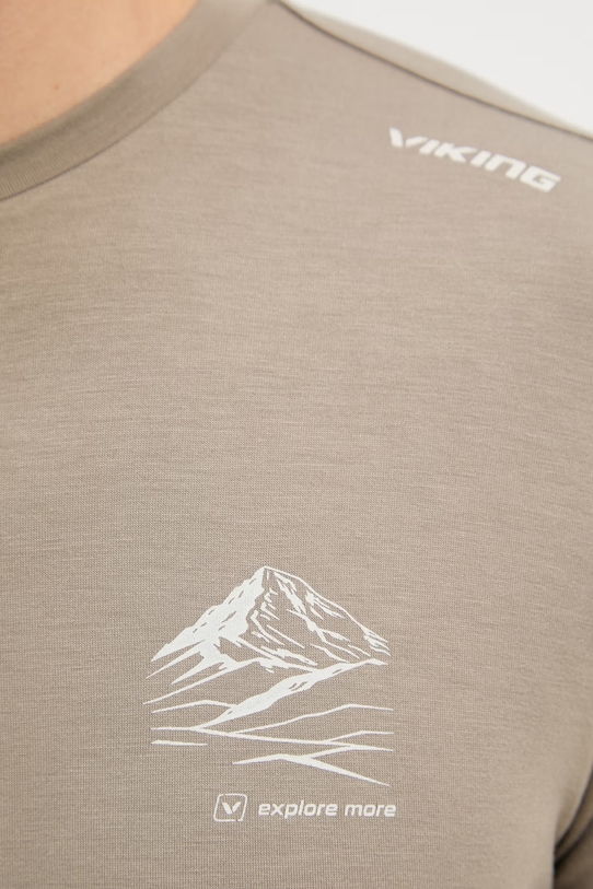 Viking Τ-shirt πεζοπορίας ανδρικό με βισκόζη Lenta Bamboo 500.22.6644 καφέ