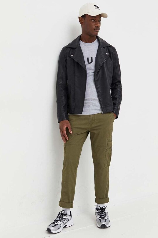 HUF tricou din bumbac ts01752 gri ZW22