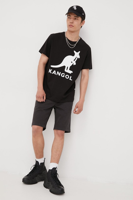 Odzież Kangol t-shirt bawełniany KLEU005 czarny